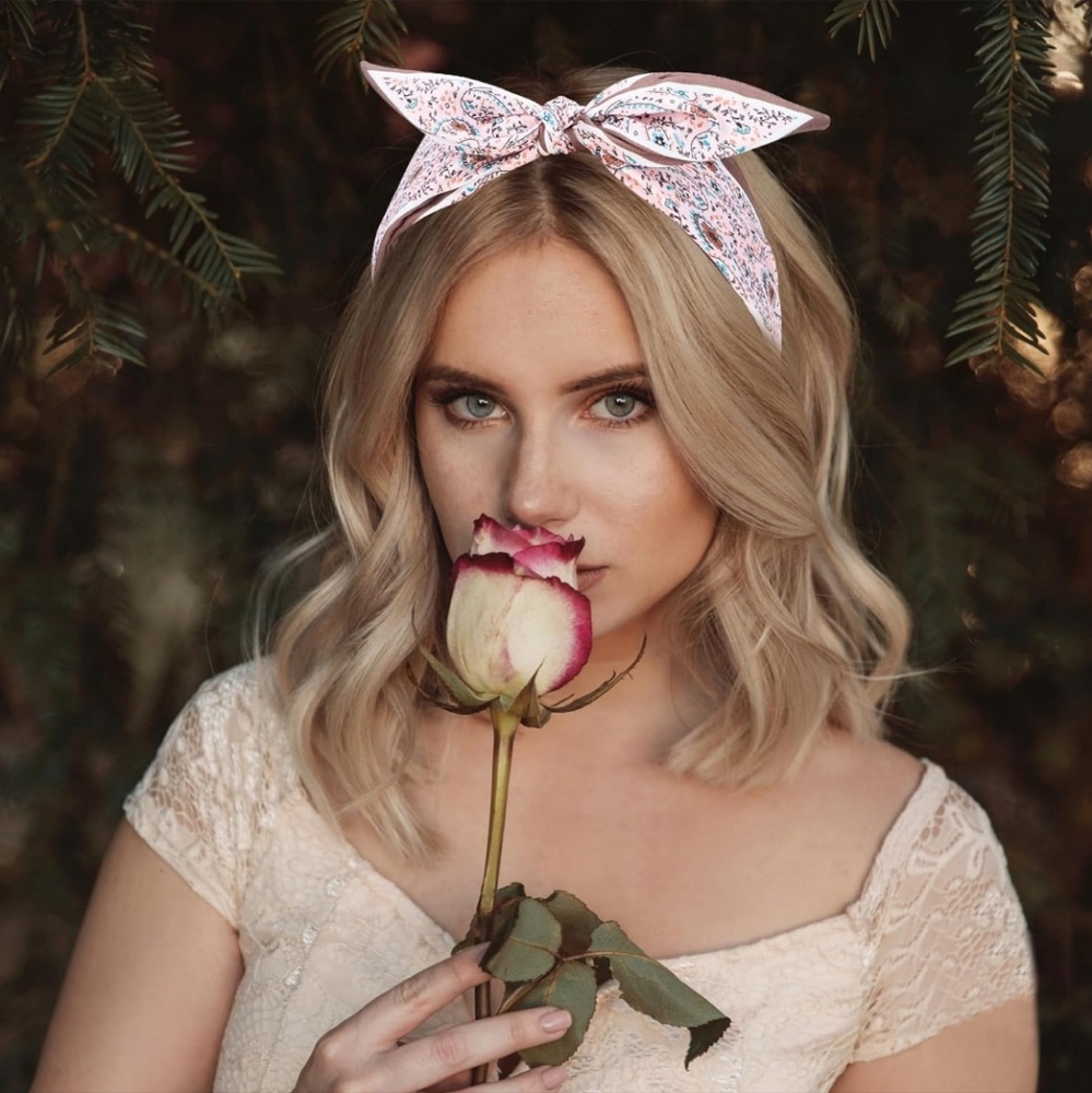 Pink Paisley Bow Tie Headband Western Boho Glam